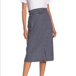 Cotton On Melanie Wrap Midi Skirt - Navy Gingham